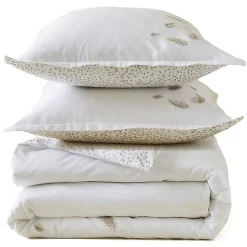 Parure de lit brodée 3 pièces : housse 250x220 cm et taies 50x80 cm en satin de coton NINA blanc>Linnea Best