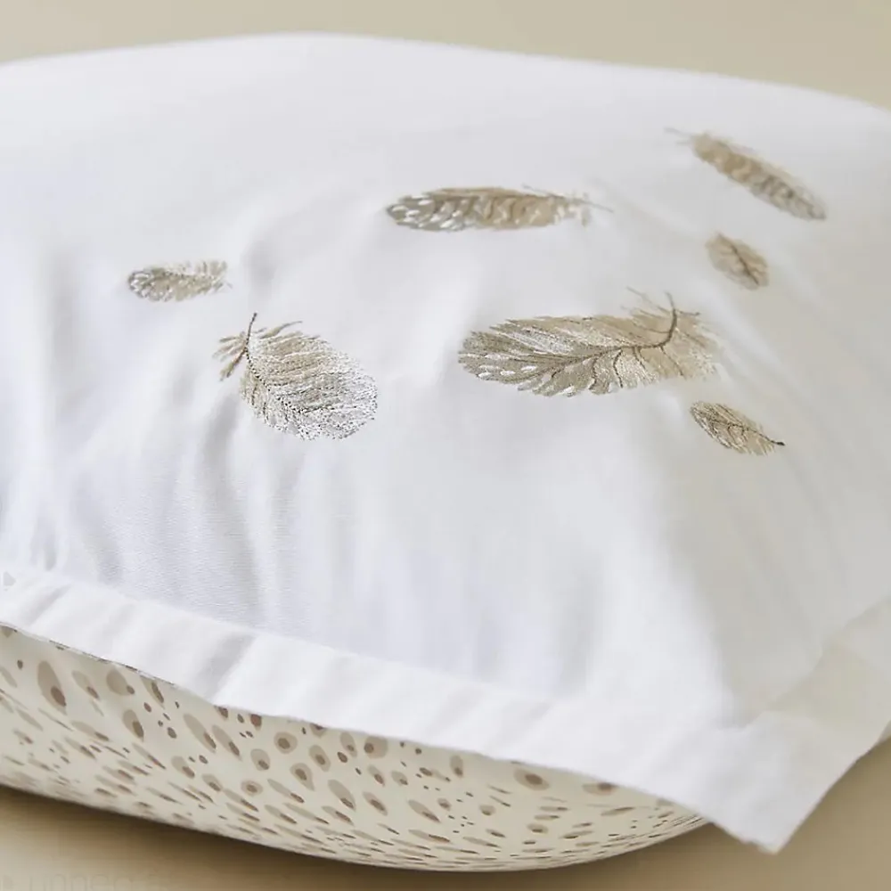 Parure de lit brodée 3 pièces : housse 250x220 cm et taies 50x80 cm en satin de coton NINA blanc>Linnea Best