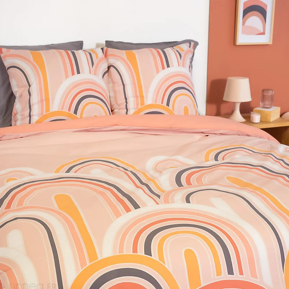 Parure de lit collection LOVE 240x220 cm pur coton rose 3 pièces>Linnea