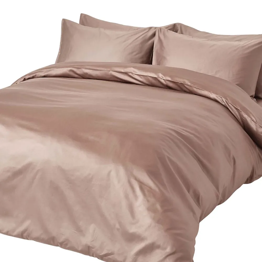 Homescapes Parure de lit en coton égyptien bio 400 fils marron, 200x200cm -* Parure De Lit