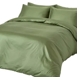 Parure de lit en coton égyptien bio 400 fils vert mousse, 230x220cm ->Homescapes Online