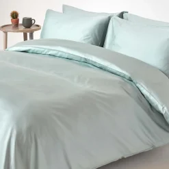 Parure de lit en coton égyptien bio 400 fils bleu givré, 230x220cm ->Homescapes