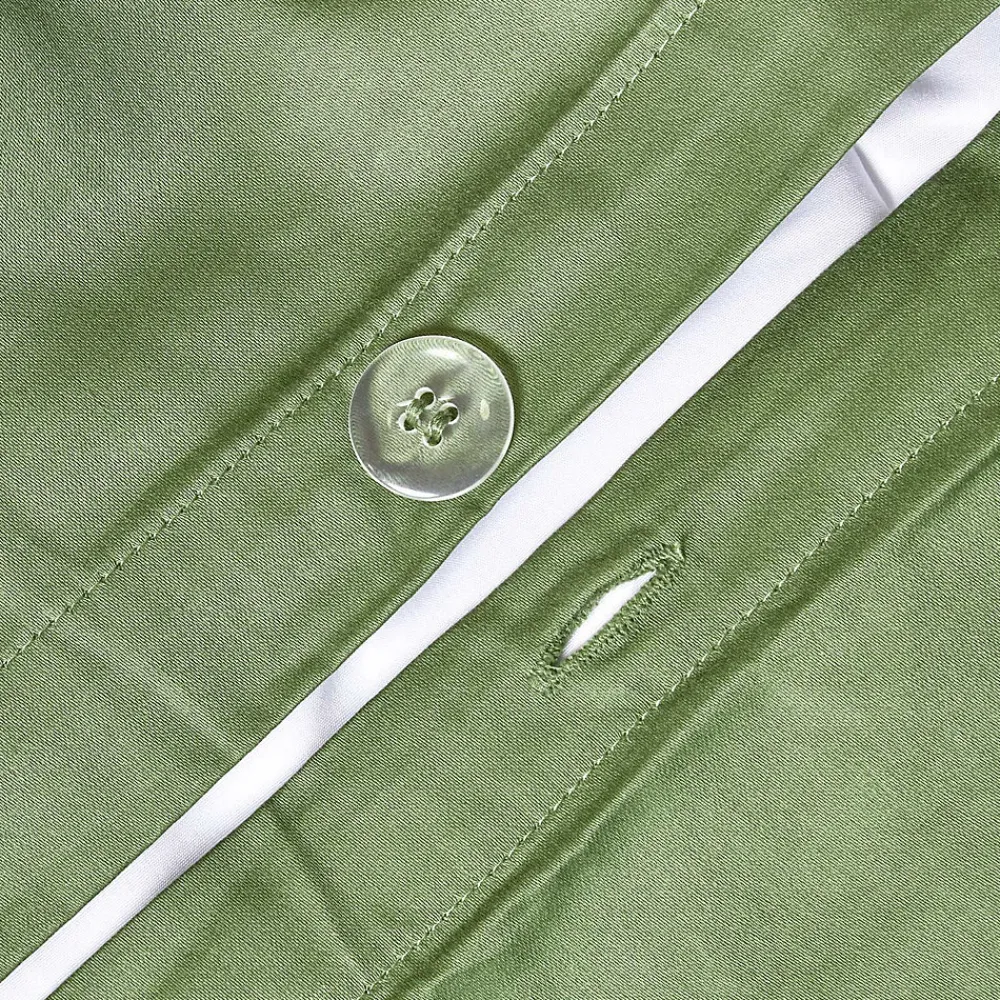 Parure de lit en coton égyptien bio 400 fils vert mousse, 135x200cm ->Homescapes Discount