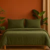 Promolinge Parure de lit en Gaze de Coton 240x260cm 260x240cm Kaki* Parure De Lit