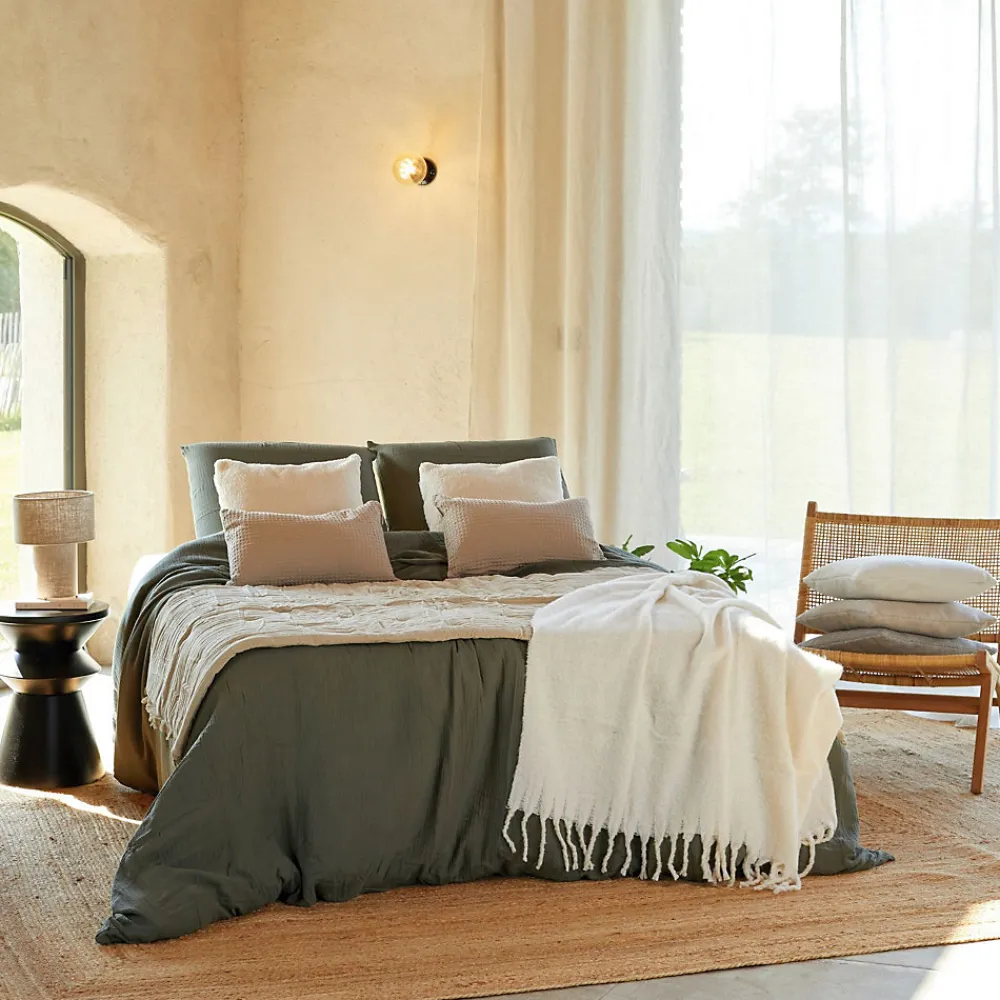 Parure de lit en gaze de coton (240x220 cm - Kaki)>Douceur D'Intérieur Online
