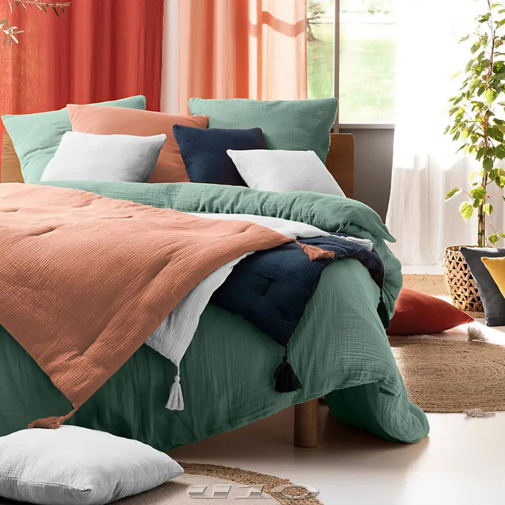 Parure de lit en gaze de coton (260x240 cm - Sauge)>Douceur D'Intérieur Hot