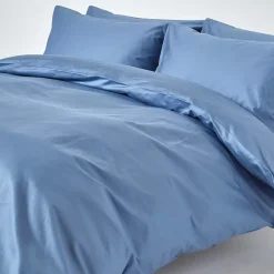 Homescapes Parure de lit en satin de coton égyptien 1000 fils bleu, 230x220cm -* Parure De Lit