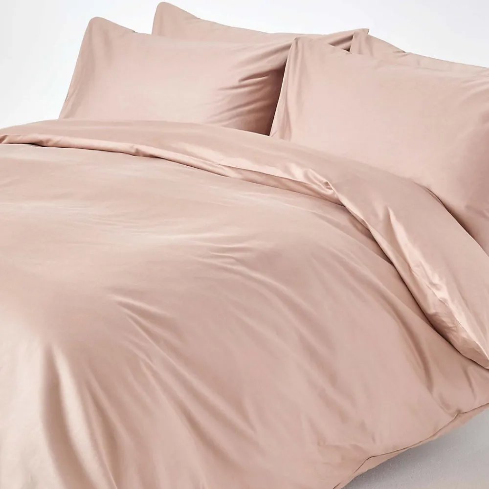 Parure de lit en satin de coton égyptien 1000 fils taupe, 200x200cm ->Homescapes New