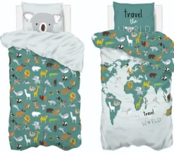 Parure de lit enfant Carte du monde - coton 140x200 cm - Atmosphera><noscript><img width=