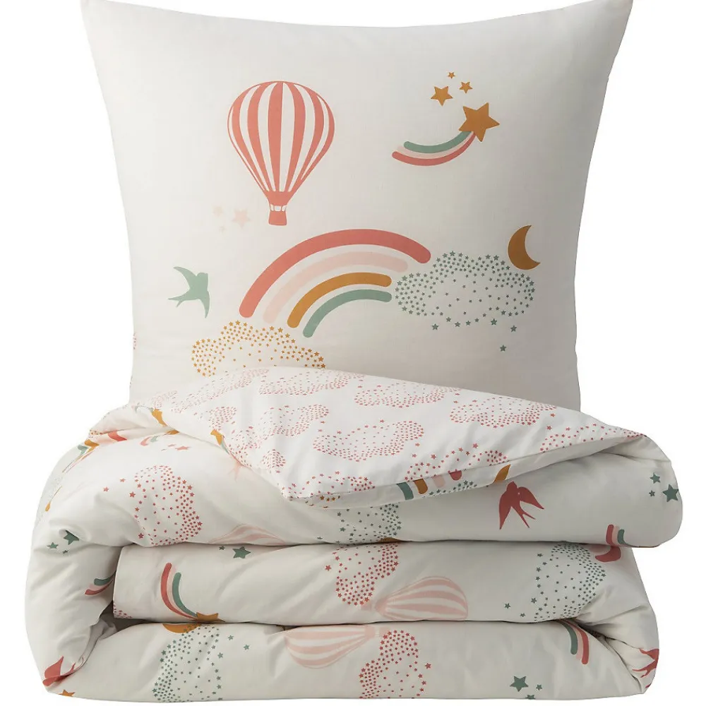 Parure de lit enfant en coton imprimé arc-en-ciel 140x200cm>Future Home Sale
