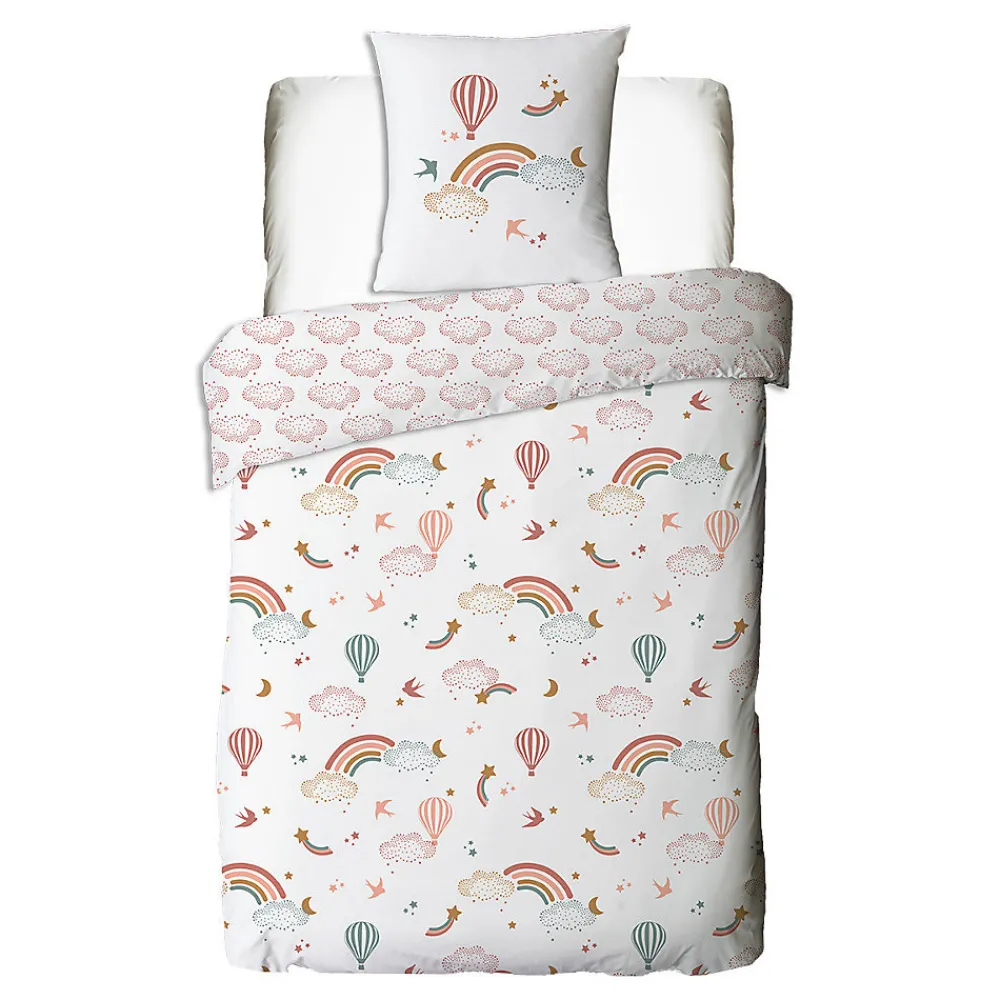 Parure de lit enfant en coton imprimé arc-en-ciel 140x200cm>Future Home Sale
