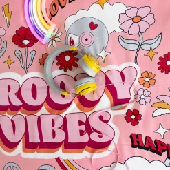 Parure de lit enfant GROOVY VIBES 140x200 cm en microfibre rose 2 pièces><noscript><img width=