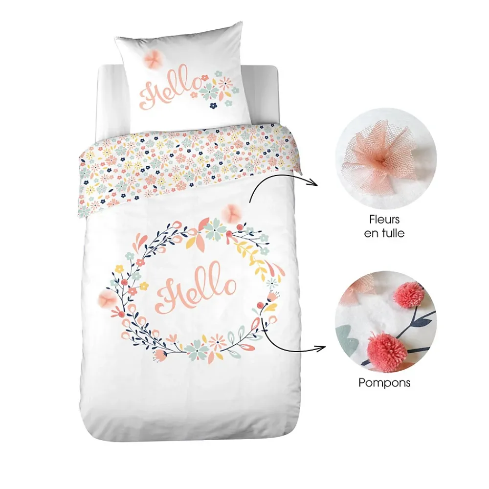 Côté Déco Parure de lit enfant Hello - 100% coton 57 fils/cm²* Parure De Lit