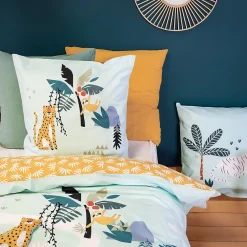 Parure de lit enfant JUNGLE MANIA 140x200 cm microfibre vert><noscript><img width=