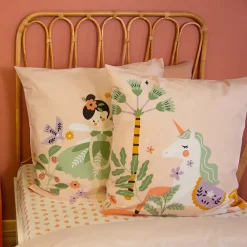 Côté Déco Parure de lit enfant Licorne - 140x200 cm + 1 taie - Coton 57 fils,cm² - 140x200cm - Rose* Housse De Couette