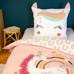 Côté Déco Parure de lit enfant Licorne avec oreilles rembourrées - 100% coton 57 fils/cm²* Parure De Lit