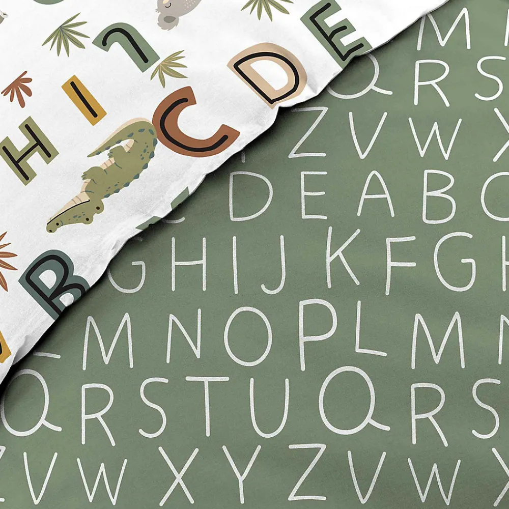 Parure de lit enfant TIGRY 140x200 cm 100% coton 1 taie tête de tigre Réversible alphabet & jungle>Douceur D'Intérieur Outlet