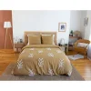Parure de lit FEUILLU - 240x220 cm - Coton lavé tufté - 52 fils,cm² - Moutarde - 220x240cm - Moutarde>Côté Déco Best
