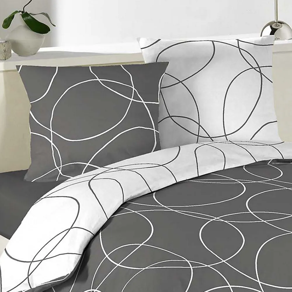 Parure de lit imprimée "Cercles" (140x200 cm - Gris Galet)>Douceur D'Intérieur Outlet