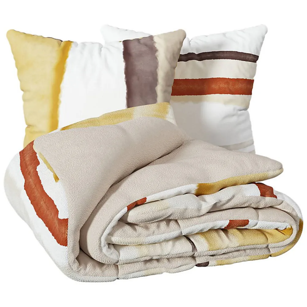 Parure de lit imprimée Hana - percale - jaune ocre - 240x220 cm - Atmosphera>Atmosphera Créateur D'Intérieur Online