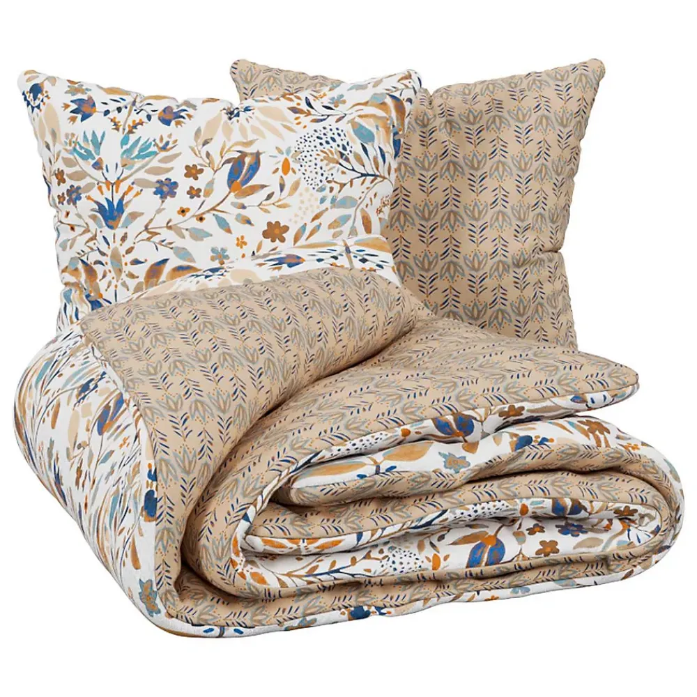 Atmosphera Créateur D'Intérieur Parure de lit imprimée Kilda beige lin 260x240cm - Atmosphera* Boutis, Couvre-Lit, Édredon