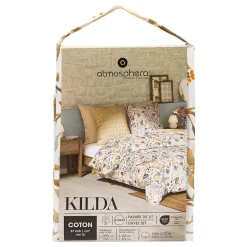 Atmosphera Créateur D'Intérieur Parure de lit imprimée Kilda beige lin 260x240cm - Atmosphera* Boutis, Couvre-Lit, Édredon