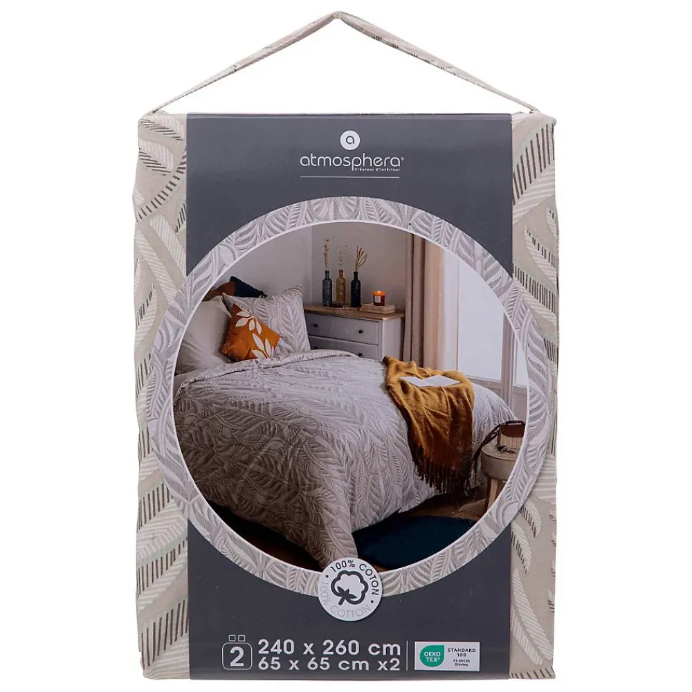 Atmosphera Créateur D'Intérieur Parure de lit imprimée Nalh 260x240cm beige lin - Atmosphera* Parure De Lit