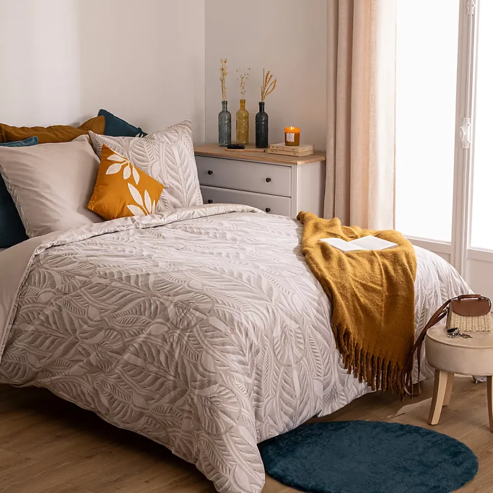 Atmosphera Créateur D'Intérieur Parure de lit imprimée Nalh 260x240cm beige lin - Atmosphera* Parure De Lit