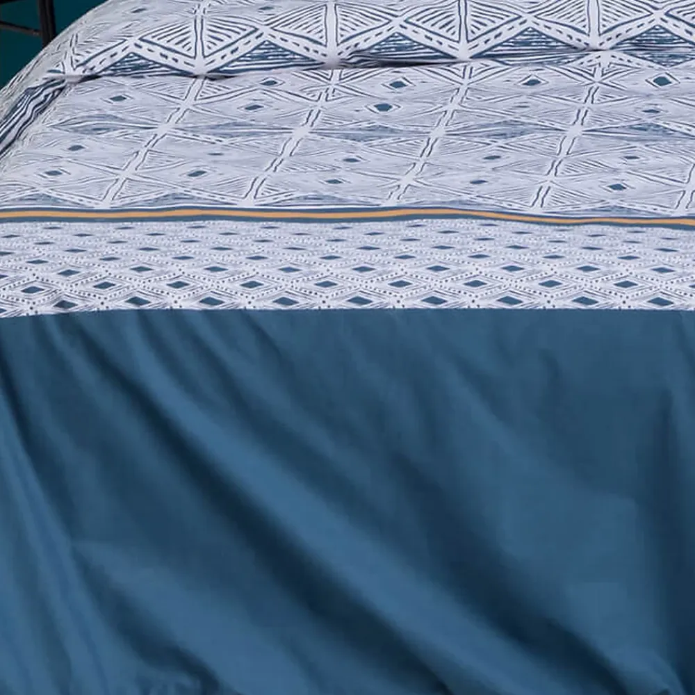 Atmosphera Créateur D'Intérieur Parure de lit imprimée Tihora - percale - bleu - 240x220 cm - Atmosphera* Parure De Lit