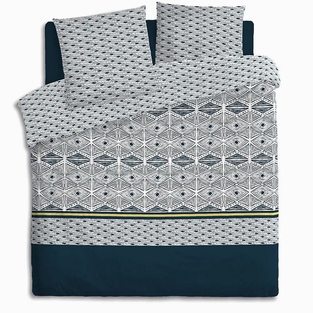 Atmosphera Créateur D'Intérieur Parure de lit imprimée Tihora - percale - bleu - 240x220 cm - Atmosphera* Parure De Lit