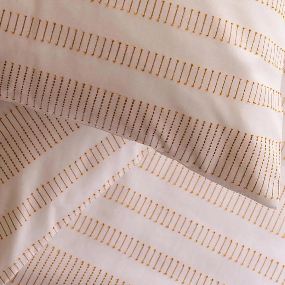 Atmosphera Créateur D'Intérieur Parure de lit Isao coton blanc/jaune 240x220cm - Atmosphera* Boutis, Couvre-Lit, Édredon