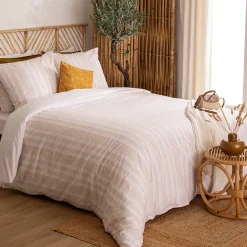 Parure de lit Isao coton blanc/jaune 260x240cm - Atmosphera><noscript><img width=