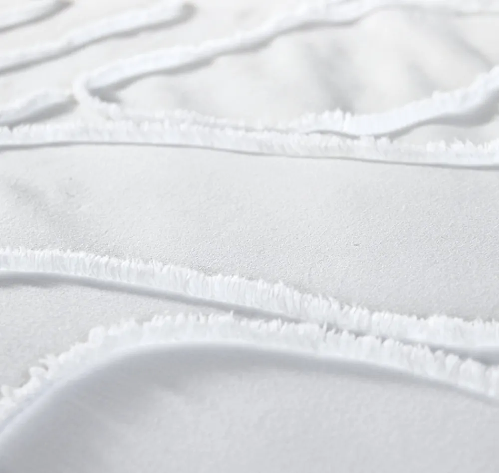 Parure de lit JAJA - 240x220 cm - Coton BCI lavé tufté - 52 fils,cm² - Blanc - 220x240cm - Blanc>Côté Déco Outlet
