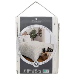 Parure de lit Kain coton blanc/noir 240x220cm - Atmosphera><noscript><img width=