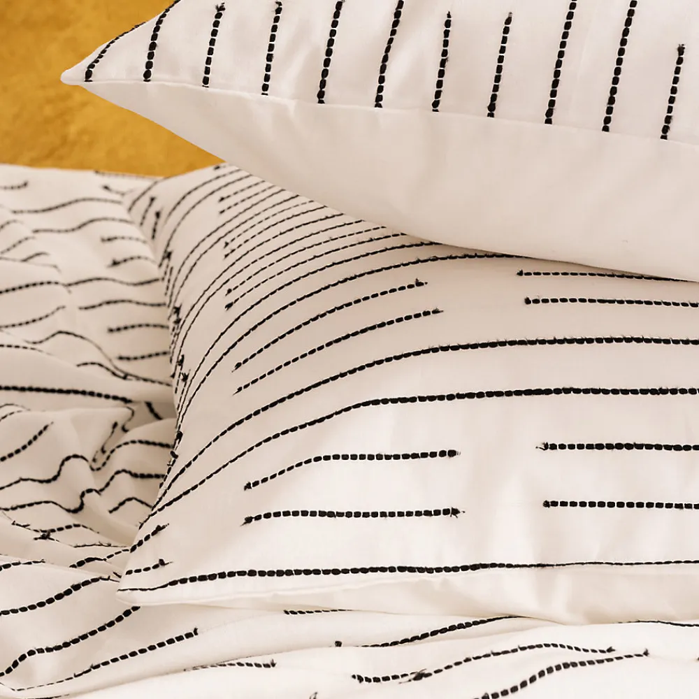 Parure de lit Kain coton blanc/noir 240x220cm - Atmosphera>Atmosphera Créateur D'Intérieur New