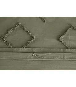 Côté Déco Parure de lit KAYL - 240x220 cm - Coton BCI lavé tufté - 52 fils,cm² - Kaki - 220x240cm - Vert kaki* Housse De Couette