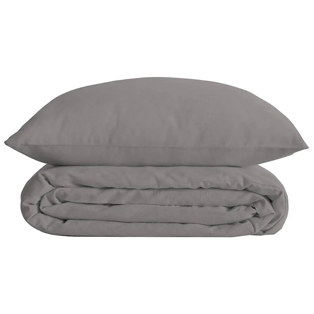 Atmosphera Créateur D'Intérieur Parure de lit Landiha Percale gris 240x220cm - Atmosphera* Boutis, Couvre-Lit, Édredon