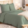 Atmosphera Créateur D'Intérieur Parure de lit Landiha Percale vert jade 240x220cm - Atmosphera* Boutis, Couvre-Lit, Édredon
