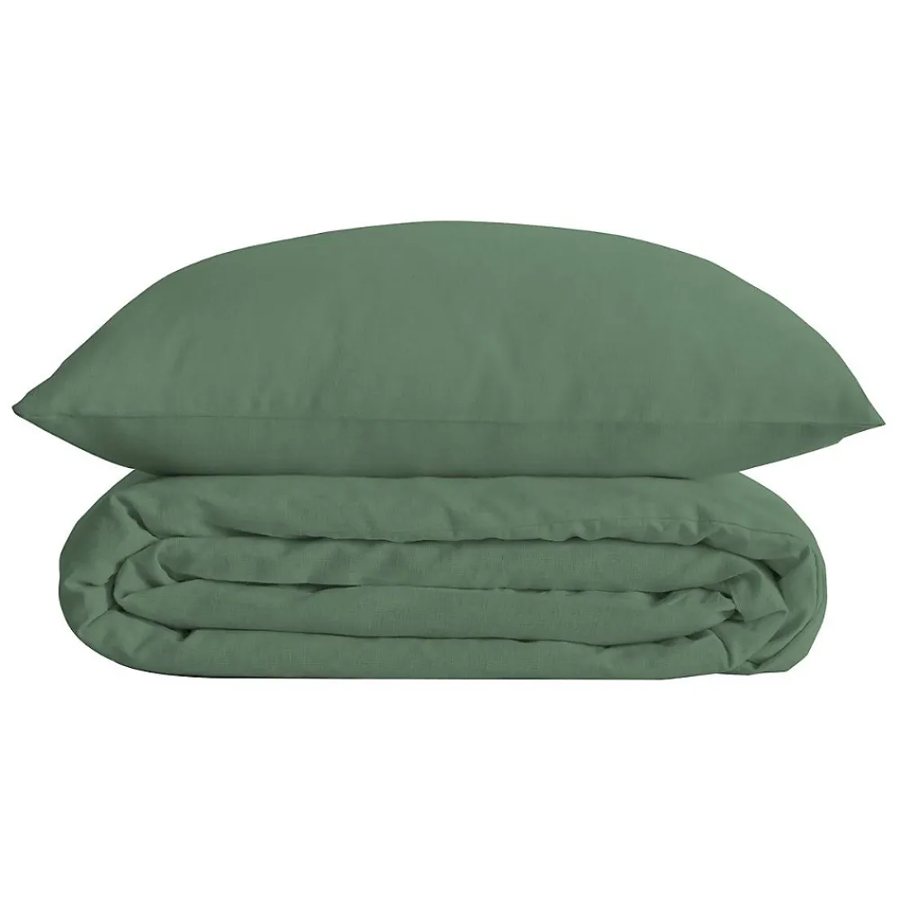 Atmosphera Créateur D'Intérieur Parure de lit Landiha Percale vert jade 240x220cm - Atmosphera* Boutis, Couvre-Lit, Édredon