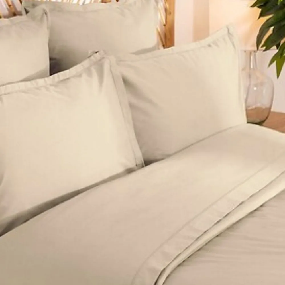 Parure de lit Landiha Percale beige lin 260x240cm - Atmosphera>Atmosphera Créateur D'Intérieur Online