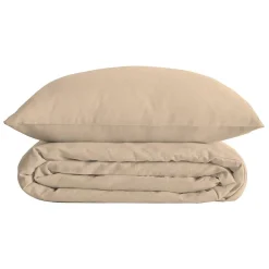 Atmosphera Créateur D'Intérieur Parure de lit Landiha Percale beige lin 240x220cm - Atmosphera* Boutis, Couvre-Lit, Édredon
