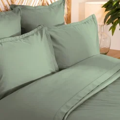 Atmosphera Créateur D'Intérieur Parure de lit Landiha Percale vert jade 260x240cm - Atmosphera* Boutis, Couvre-Lit, Édredon