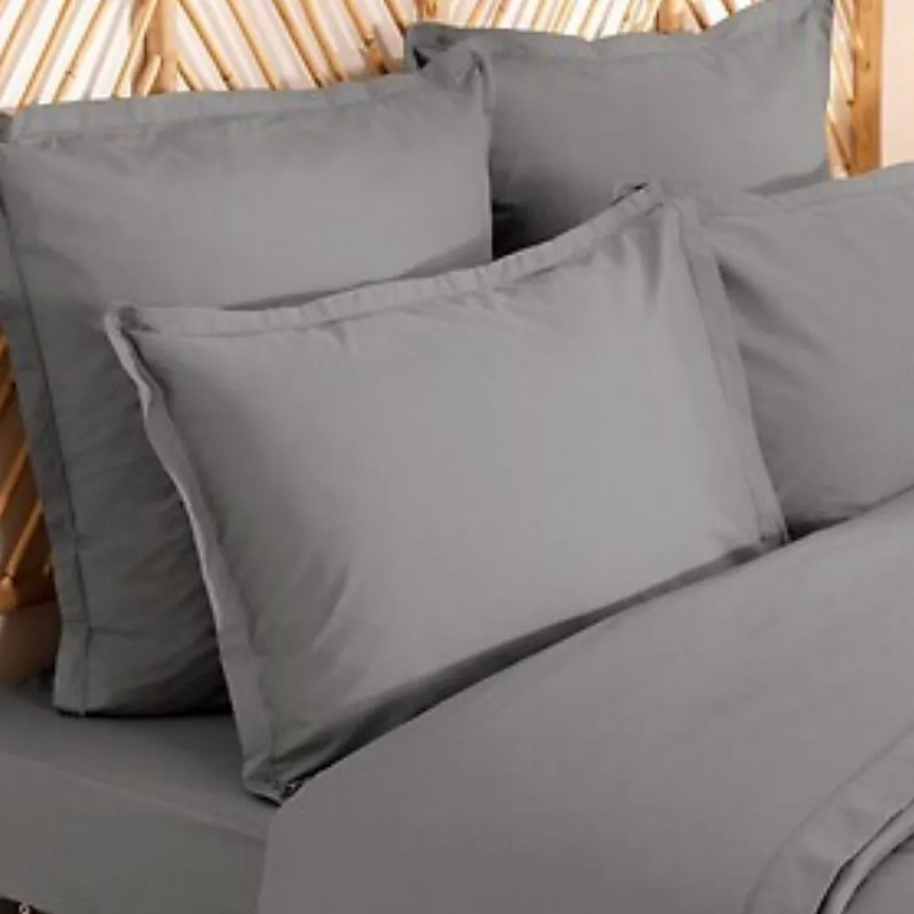Parure de lit Landiha Percale gris 260x240cm - Atmosphera>Atmosphera Créateur D'Intérieur