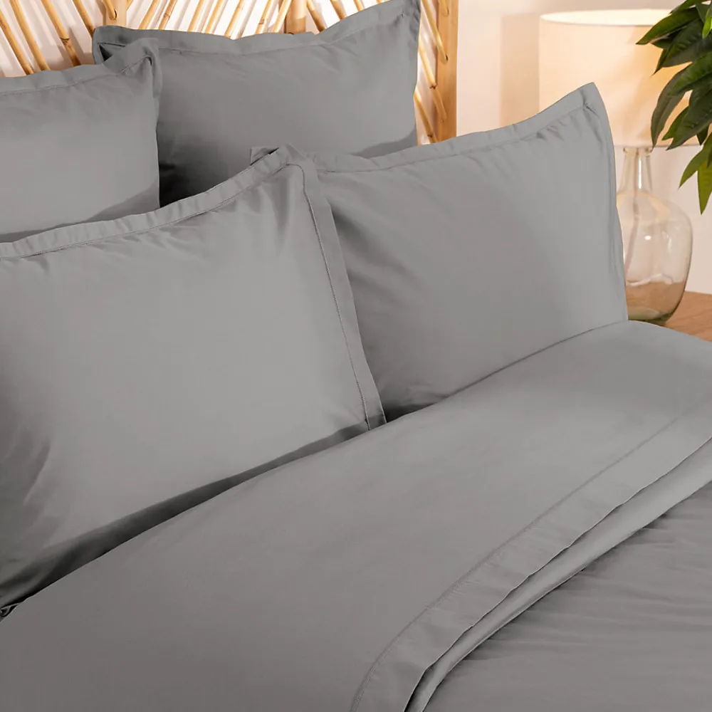 Parure de lit Landiha Percale gris 260x240cm - Atmosphera>Atmosphera Créateur D'Intérieur