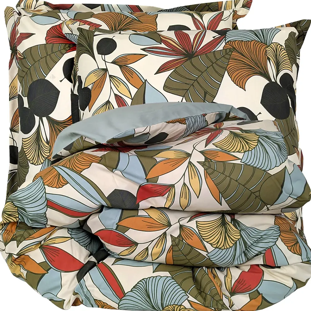 Linnea Parure de lit percale de coton 260x240 cm CASCADE vert Sauge 3 pièces* Parure De Lit
