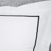 Vente-unique Parure de lit percale de coton 80 fils/cm² - Housse de couette 220 x 240 cm + 2 taies d'oreiller - Blanc bourdon noir - CHARMY* Housse De Couette
