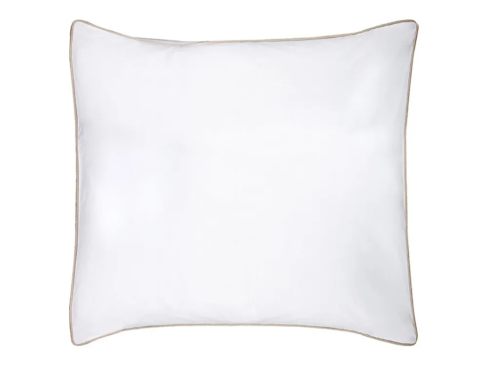 Parure de lit percale de coton 80 fils/cm² - Housse de couette 220 x 240 cm + 2 taies d'oreiller 63 x 63 cm - Blanc passepoil>Vente-unique Online
