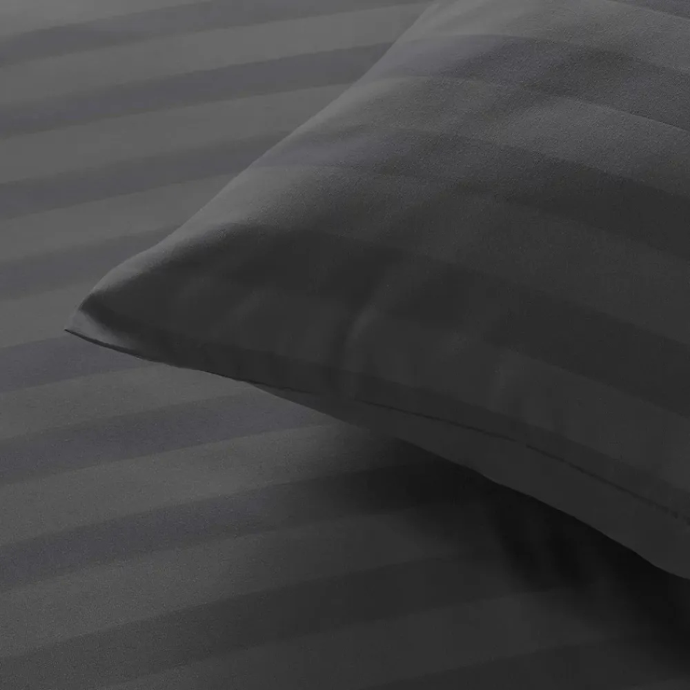 Douceur D'Intérieur Parure de lit rayures dans le tissage (240x220 cm - Gris)* Parure De Lit