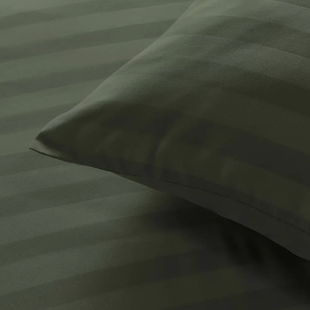 Douceur D'Intérieur Parure de lit rayures dans le tissage (240x220 cm - Vert)* Parure De Lit