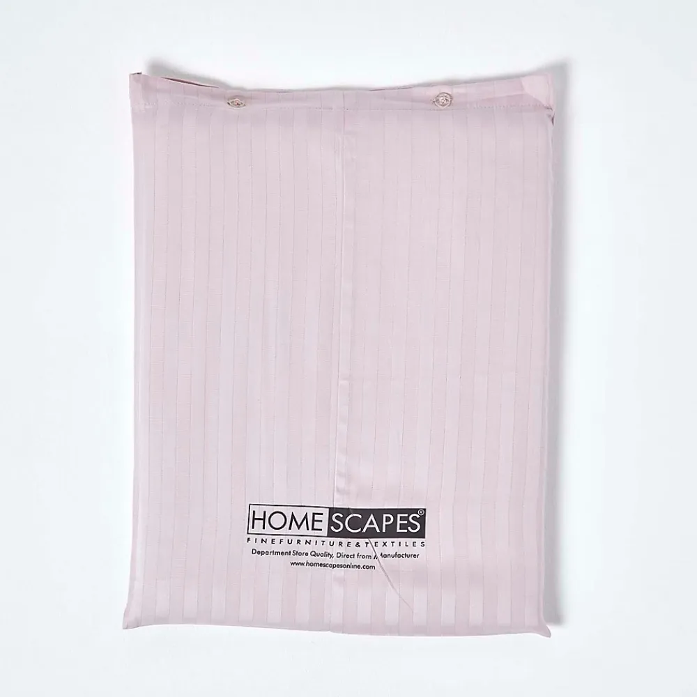 Homescapes Parure de lit satin rayé en coton égyptien 330 fils violet, 260x220cm -* Parure De Lit